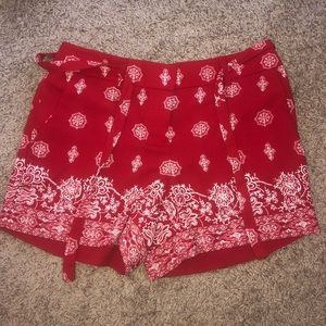 Red dress shorts